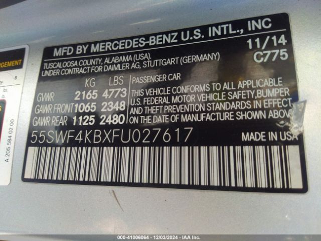 Photo 8 VIN: 55SWF4KBXFU027617 - MERCEDES-BENZ C-CLASS 