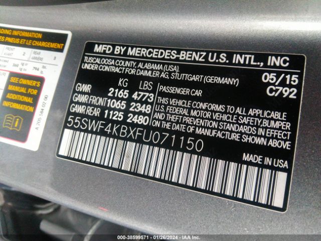 Photo 8 VIN: 55SWF4KBXFU071150 - MERCEDES-BENZ C 300 