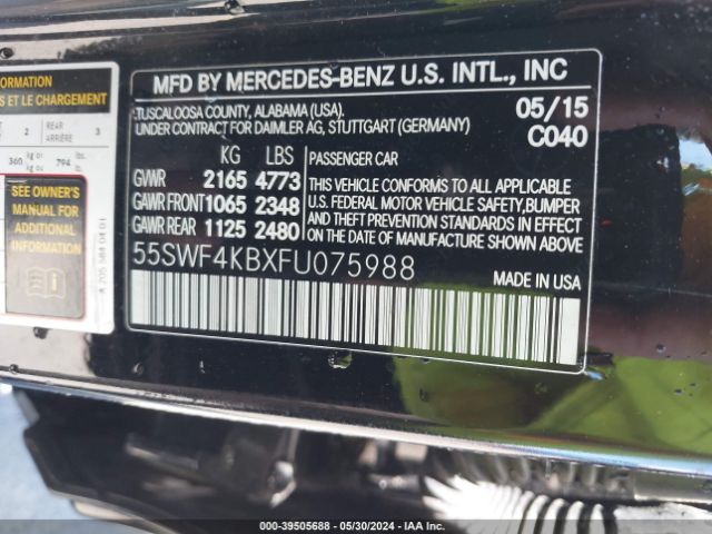 Photo 8 VIN: 55SWF4KBXFU075988 - MERCEDES-BENZ C-CLASS 