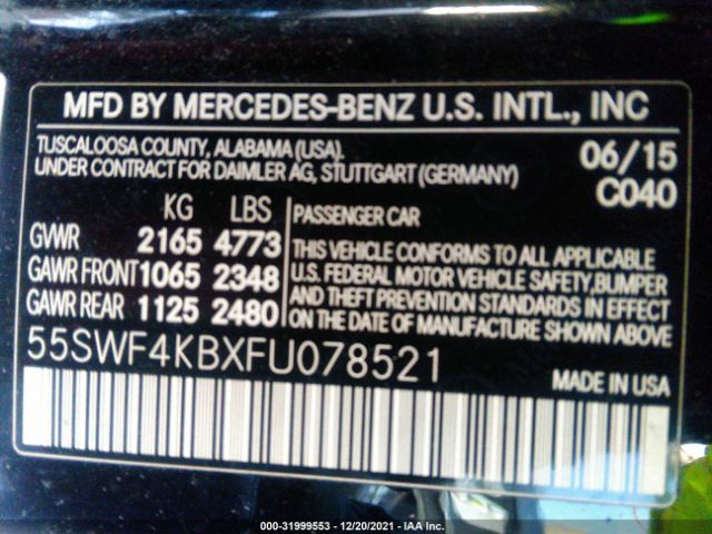 Photo 8 VIN: 55SWF4KBXFU078521 - MERCEDES-BENZ C-CLASS 