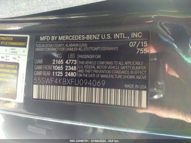 Photo 8 VIN: 55SWF4KBXFU094069 - MERCEDES-BENZ C-CLASS 