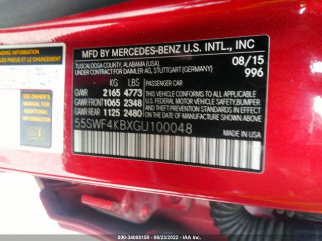 Photo 8 VIN: 55SWF4KBXGU100048 - MERCEDES-BENZ C-CLASS 