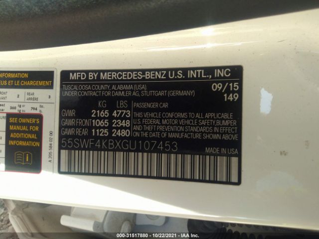 Photo 8 VIN: 55SWF4KBXGU107453 - MERCEDES-BENZ C-CLASS 