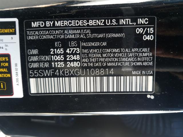 Photo 9 VIN: 55SWF4KBXGU108814 - MERCEDES-BENZ C 300 4MAT 