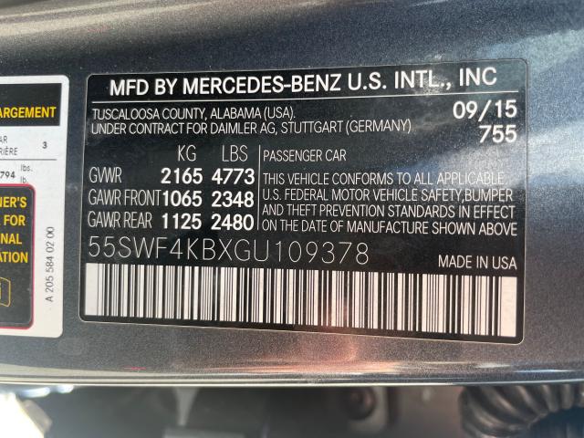 Photo 9 VIN: 55SWF4KBXGU109378 - MERCEDES-BENZ C 300 4MAT 