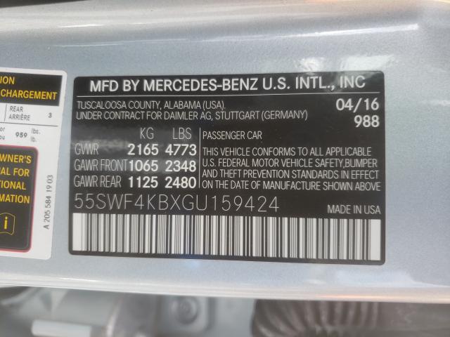 Photo 9 VIN: 55SWF4KBXGU159424 - MERCEDES-BENZ C 300 4MAT 