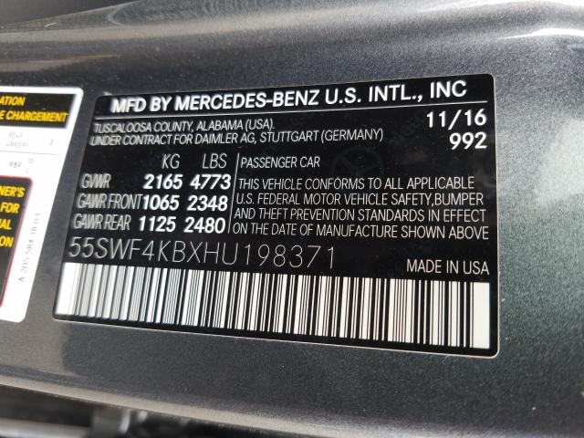 Photo 9 VIN: 55SWF4KBXHU198371 - MERCEDES-BENZ C 300 4MAT 