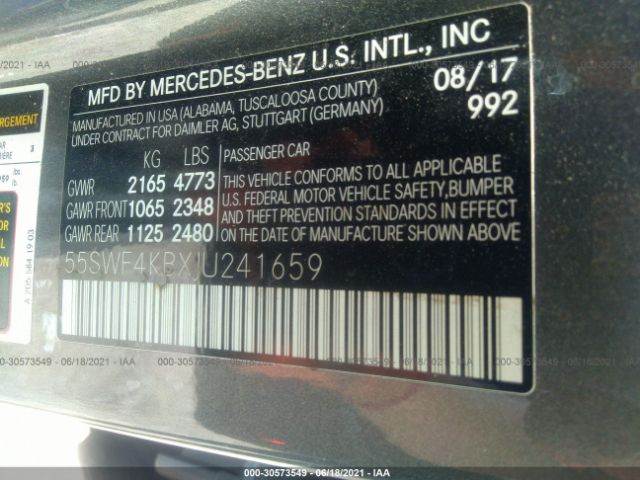 Photo 8 VIN: 55SWF4KBXJU241659 - MERCEDES-BENZ C-CLASS 