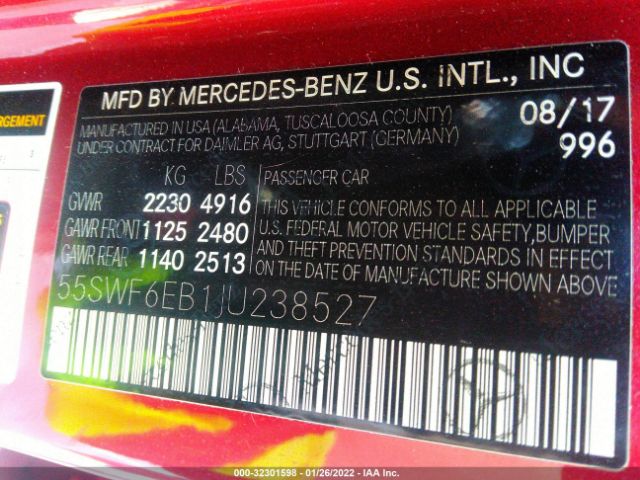 Photo 8 VIN: 55SWF6EB1JU238527 - MERCEDES-BENZ C-CLASS 