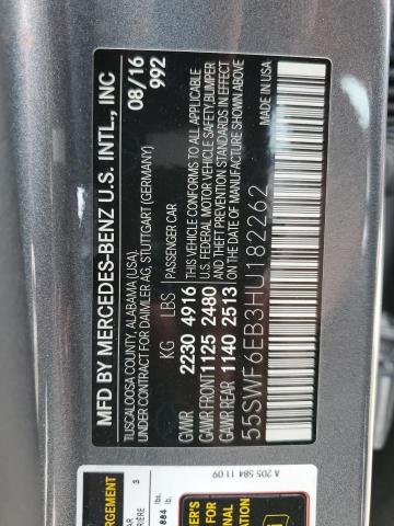 Photo 12 VIN: 55SWF6EB3HU182262 - MERCEDES-BENZ C-CLASS 