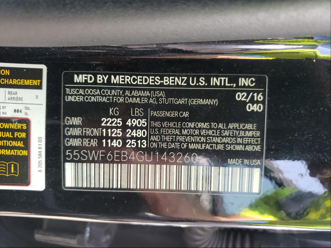 Photo 9 VIN: 55SWF6EB4GU143260 - MERCEDES-BENZ C 450 4MAT 