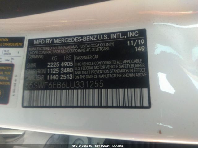 Photo 8 VIN: 55SWF6EB6LU331255 - MERCEDES-BENZ C-CLASS 