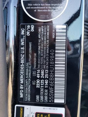 Photo 11 VIN: 55SWF6EB8HU189840 - MERCEDES-BENZ C-CLASS 