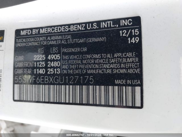 Photo 8 VIN: 55SWF6EBXGU127175 - MERCEDES-BENZ C-CLASS 