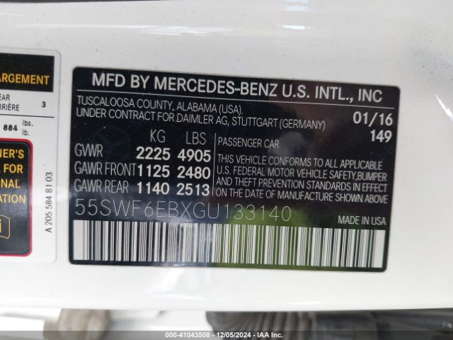 Photo 8 VIN: 55SWF6EBXGU133140 - MERCEDES-BENZ C-CLASS 