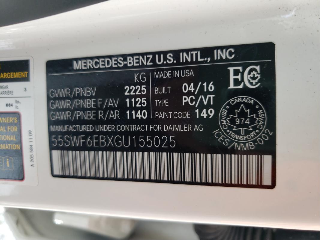 Photo 9 VIN: 55SWF6EBXGU155025 - MERCEDES-BENZ C 450 4MAT 