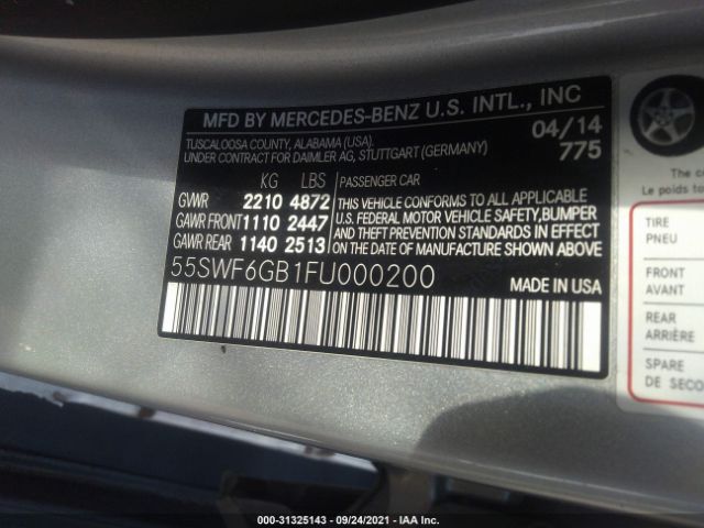 Photo 8 VIN: 55SWF6GB1FU000200 - MERCEDES-BENZ C-CLASS 