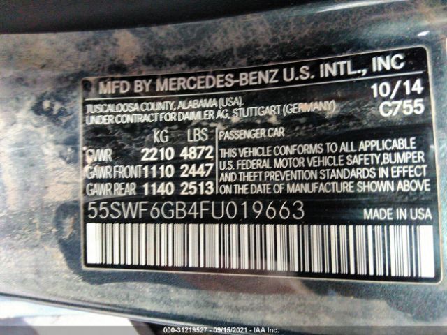 Photo 8 VIN: 55SWF6GB4FU019663 - MERCEDES-BENZ C-CLASS 