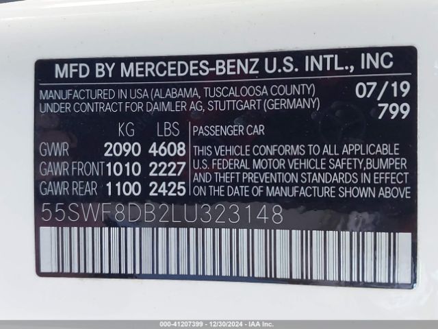 Photo 8 VIN: 55SWF8DB2LU323148 - MERCEDES-BENZ C-CLASS 