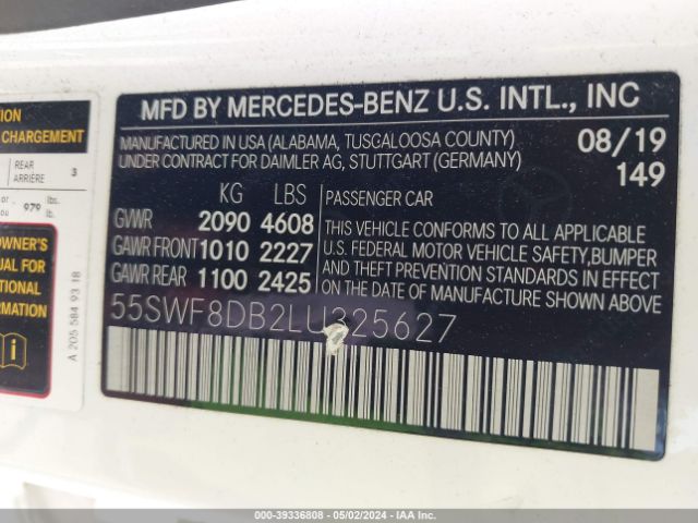 Photo 8 VIN: 55SWF8DB2LU325627 - MERCEDES-BENZ C 300 