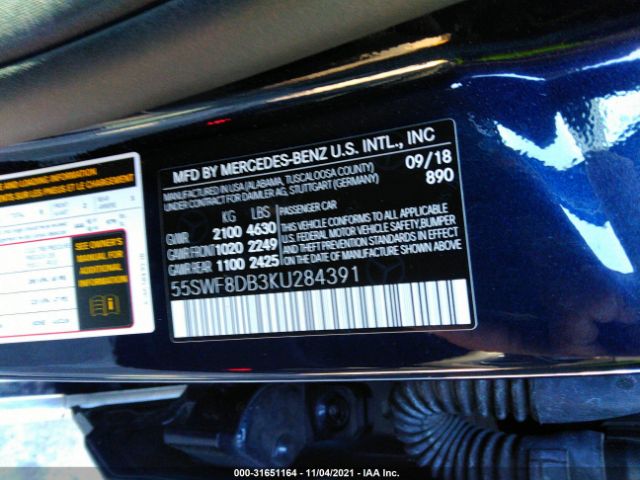 Photo 8 VIN: 55SWF8DB3KU284391 - MERCEDES-BENZ C-CLASS 