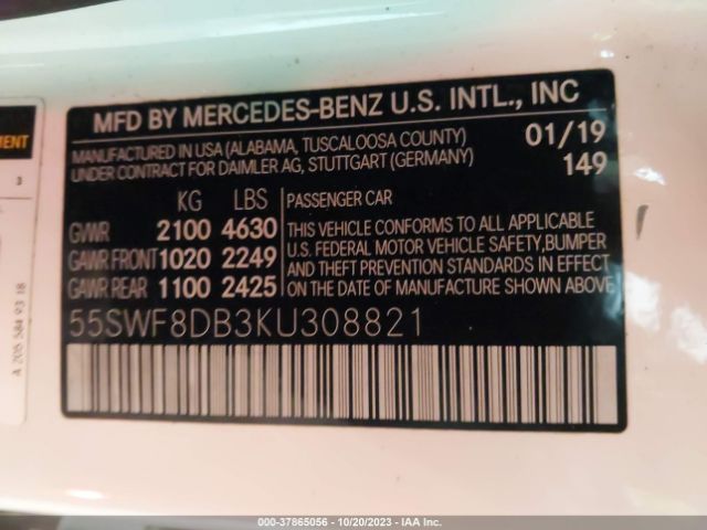 Photo 8 VIN: 55SWF8DB3KU308821 - MERCEDES-BENZ C-CLASS 