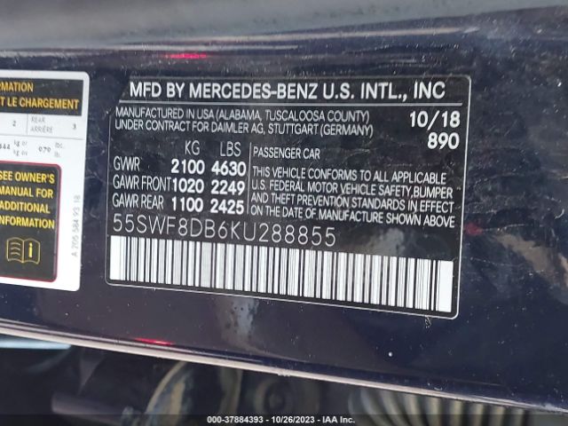 Photo 8 VIN: 55SWF8DB6KU288855 - MERCEDES-BENZ C 300 