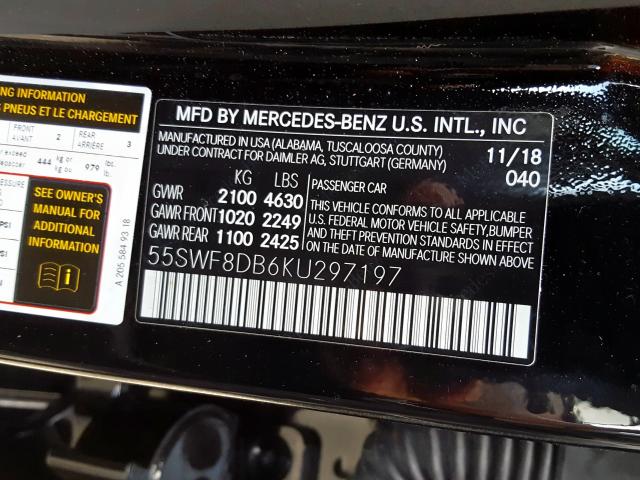 Photo 9 VIN: 55SWF8DB6KU297197 - MERCEDES-BENZ C 300 