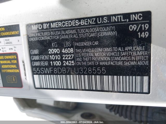 Photo 8 VIN: 55SWF8DB7LU328555 - MERCEDES-BENZ C-CLASS 