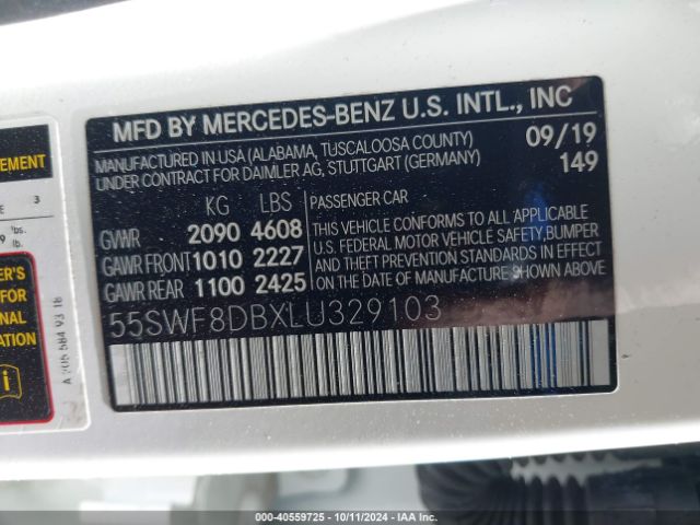 Photo 8 VIN: 55SWF8DBXLU329103 - MERCEDES-BENZ C-CLASS 