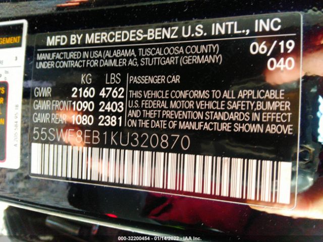 Photo 8 VIN: 55SWF8EB1KU320870 - MERCEDES-BENZ C-CLASS 