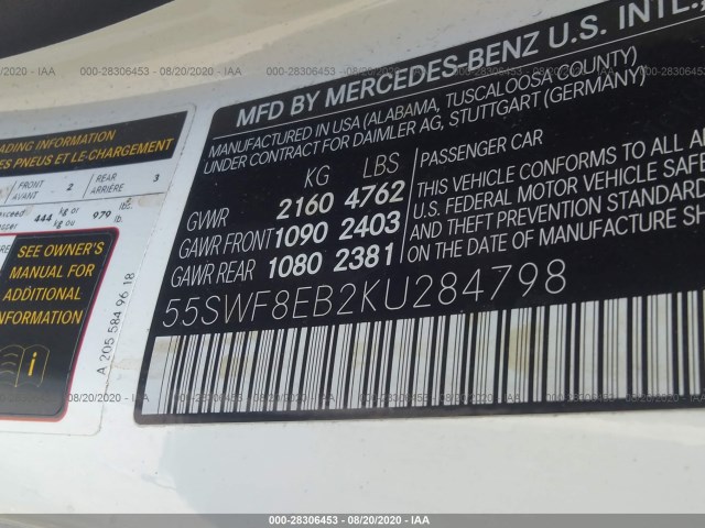 Photo 8 VIN: 55SWF8EB2KU284798 - MERCEDES-BENZ C-CLASS 