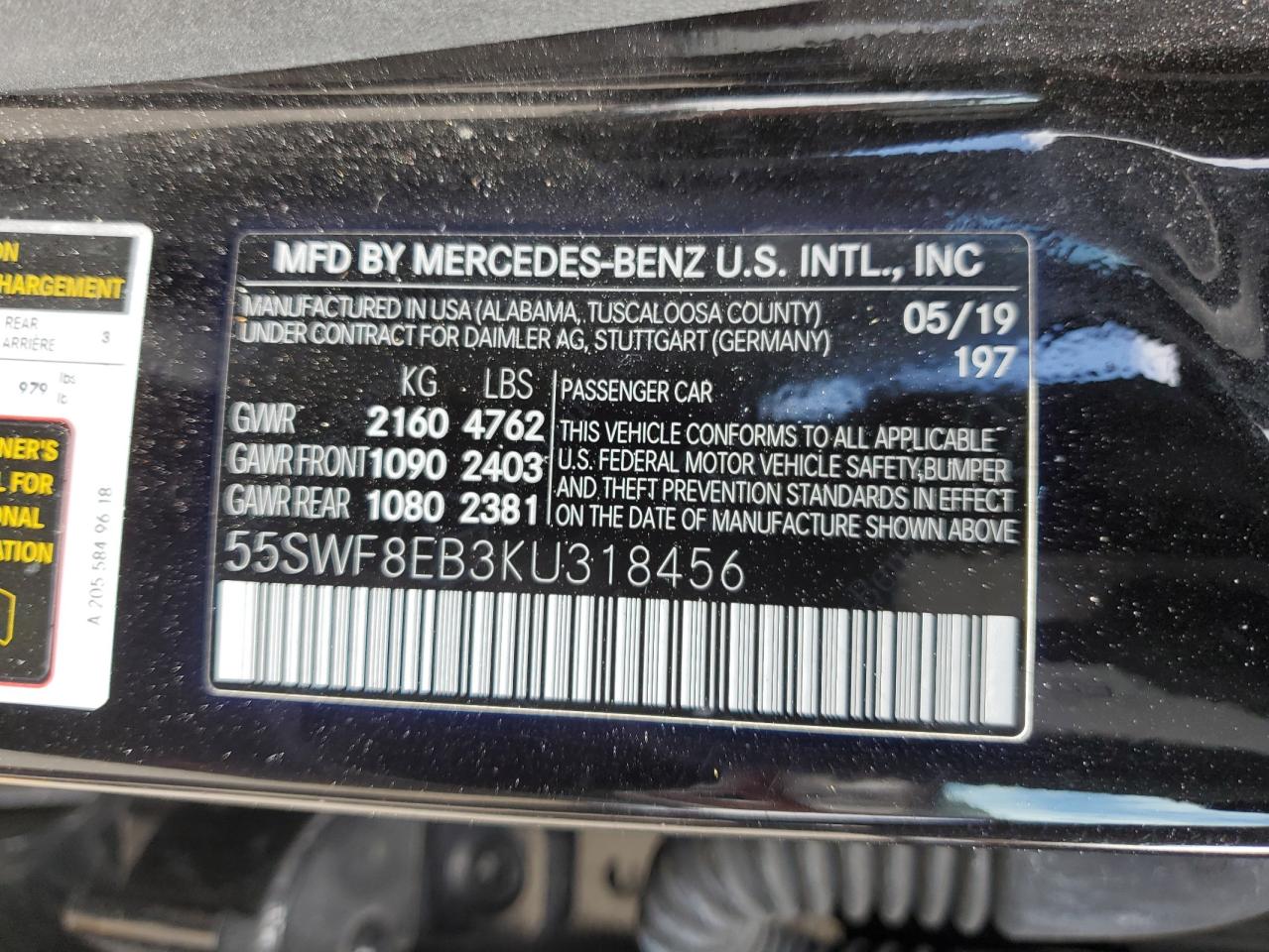 Photo 11 VIN: 55SWF8EB3KU318456 - MERCEDES-BENZ C 300 4MAT 