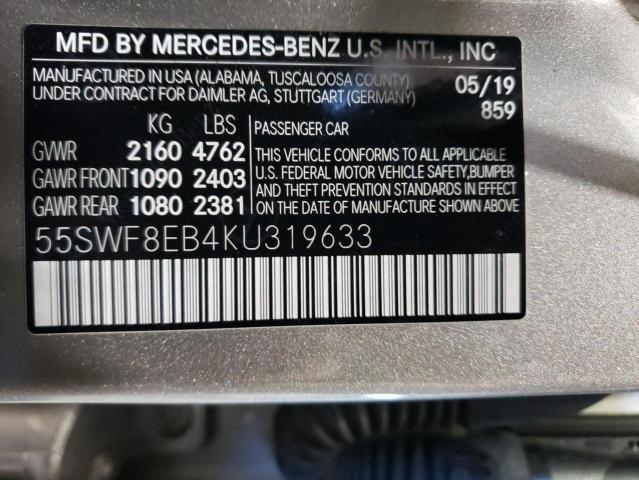 Photo 11 VIN: 55SWF8EB4KU319633 - MERCEDES-BENZ C-CLASS 