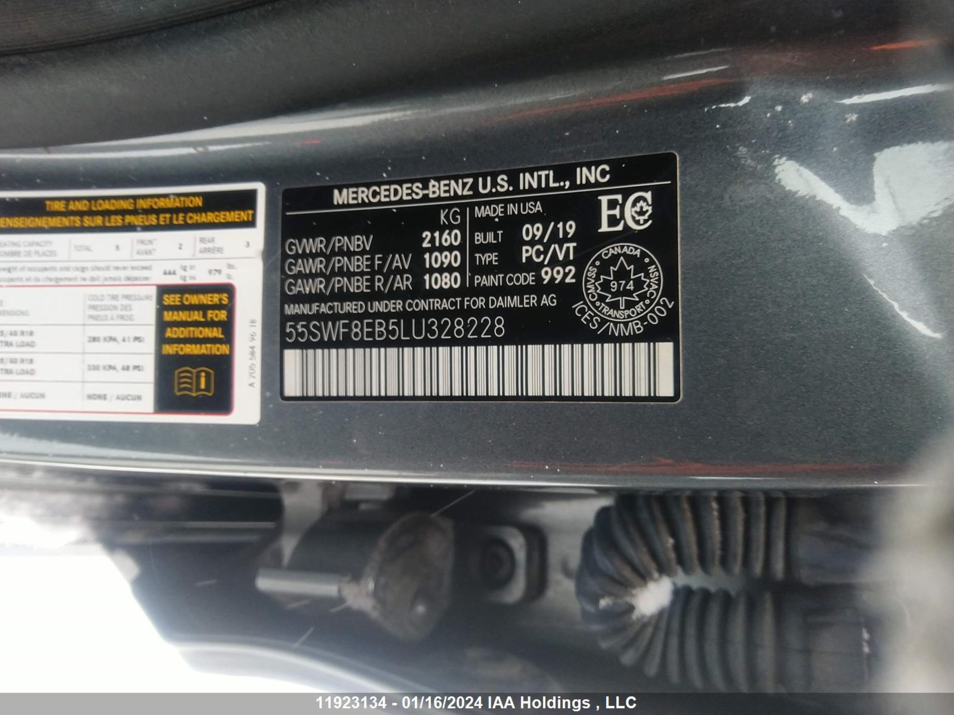 Photo 8 VIN: 55SWF8EB5LU328228 - MERCEDES-BENZ C-KLASSE 