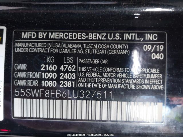 Photo 8 VIN: 55SWF8EB6LU327511 - MERCEDES-BENZ C-CLASS 