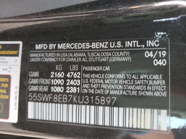 Photo 9 VIN: 55SWF8EB7KU315897 - MERCEDES-BENZ C 300 4MAT 