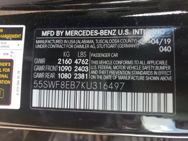 Photo 9 VIN: 55SWF8EB7KU316497 - MERCEDES-BENZ C 300 4MAT 