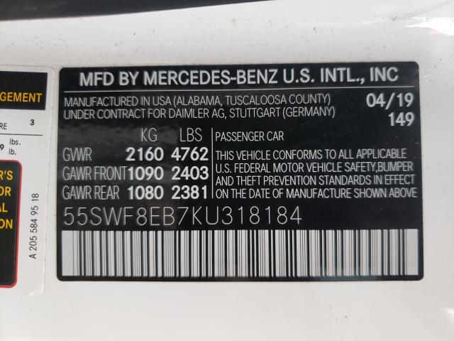 Photo 9 VIN: 55SWF8EB7KU318184 - MERCEDES-BENZ C 300 4MAT 