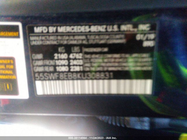 Photo 8 VIN: 55SWF8EB8KU308831 - MERCEDES-BENZ C 300 