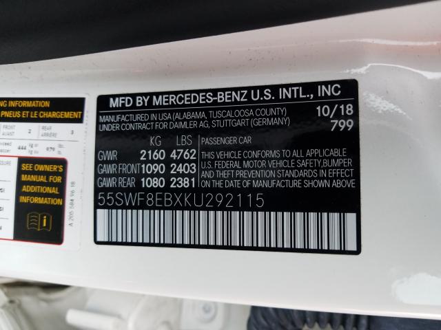 Photo 9 VIN: 55SWF8EBXKU292115 - MERCEDES-BENZ C 300 4MAT 