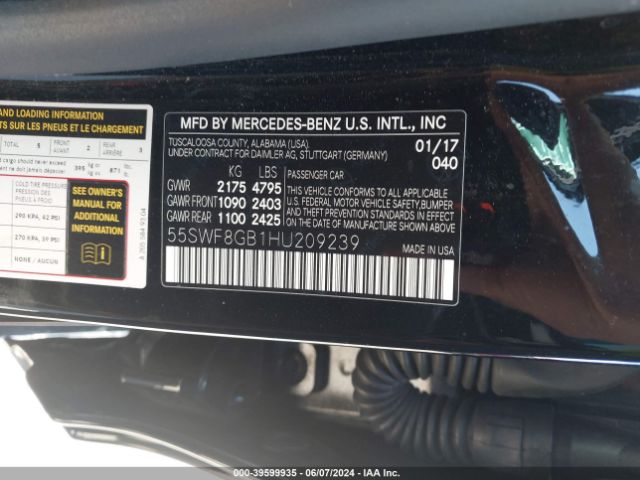 Photo 8 VIN: 55SWF8GB1HU209239 - MERCEDES-BENZ C-CLASS 