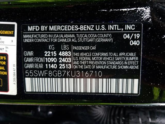 Photo 9 VIN: 55SWF8GB7KU316710 - MERCEDES-BENZ C 63 AMG 