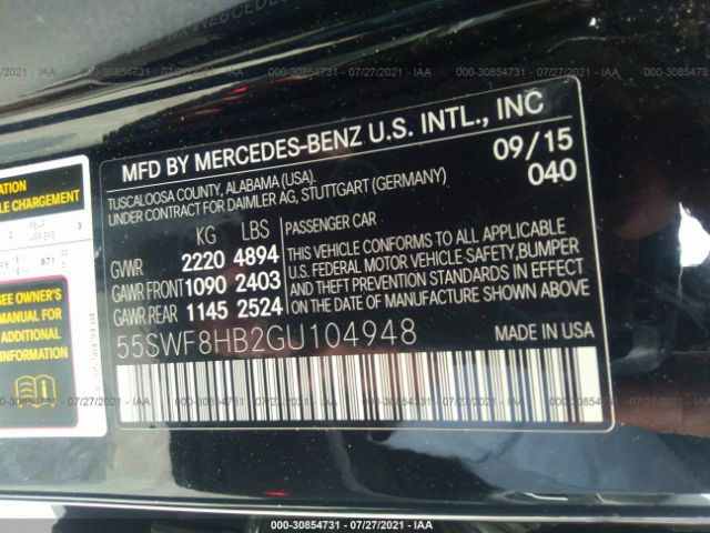 Photo 8 VIN: 55SWF8HB2GU104948 - MERCEDES-BENZ C-CLASS 