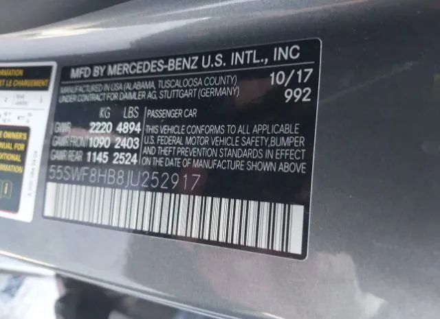 Photo 8 VIN: 55SWF8HB8JU252917 - MERCEDES-BENZ AMG C 63 