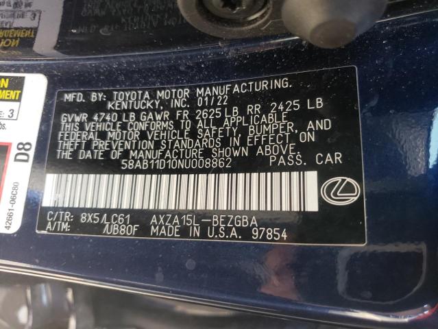 Photo 12 VIN: 58AB11D10NU008862 - LEXUS ES 250 BAS 