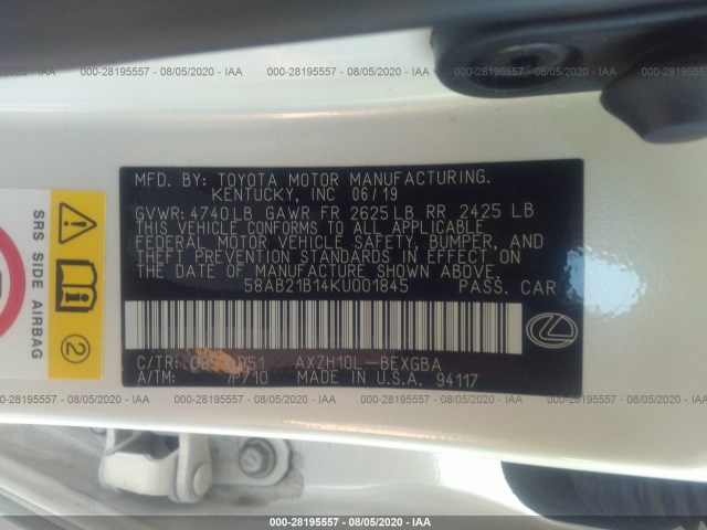 Photo 8 VIN: 58AB21B14KU001845 - LEXUS ES 