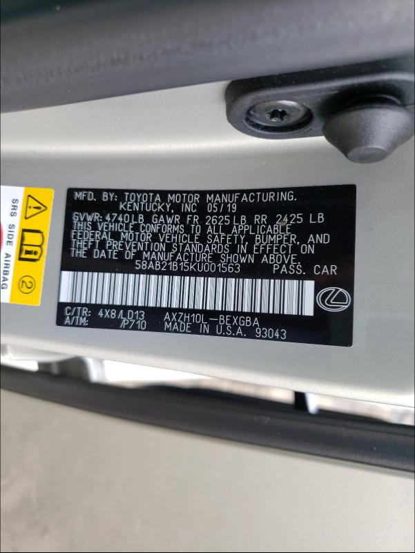 Photo 9 VIN: 58AB21B15KU001563 - LEXUS ES 300H 