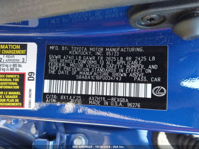 Photo 8 VIN: 58ABA1C16PU034743 - LEXUS ES 