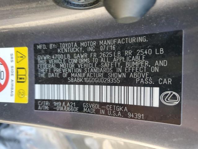 Photo 11 VIN: 58ABK1GG0GU029355 - LEXUS ES350 